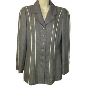 Escada Vintage Micro Houndstooth Grey/Black Wool Jacket Luxury Classic Timeless